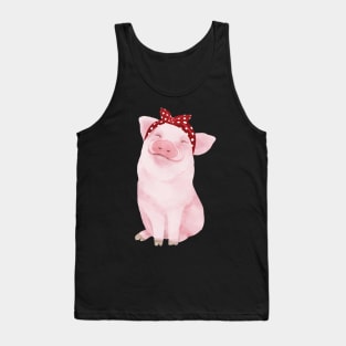 'Adorable Pig in a Bandana' Funny Pig Gift Tank Top